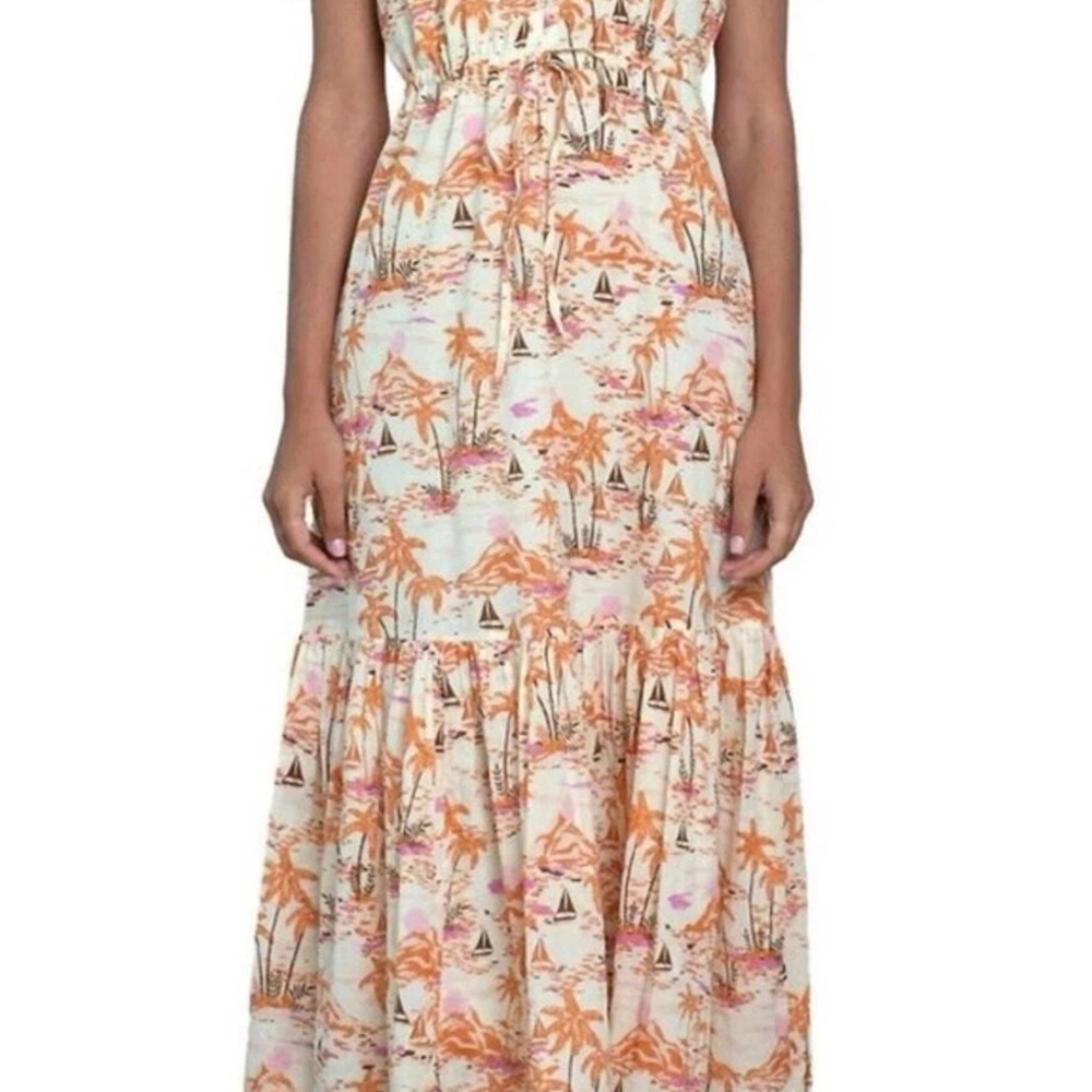 Olivia James The Label Delia Summer Ankle Dress Escape tropical Tawny  XS AA04